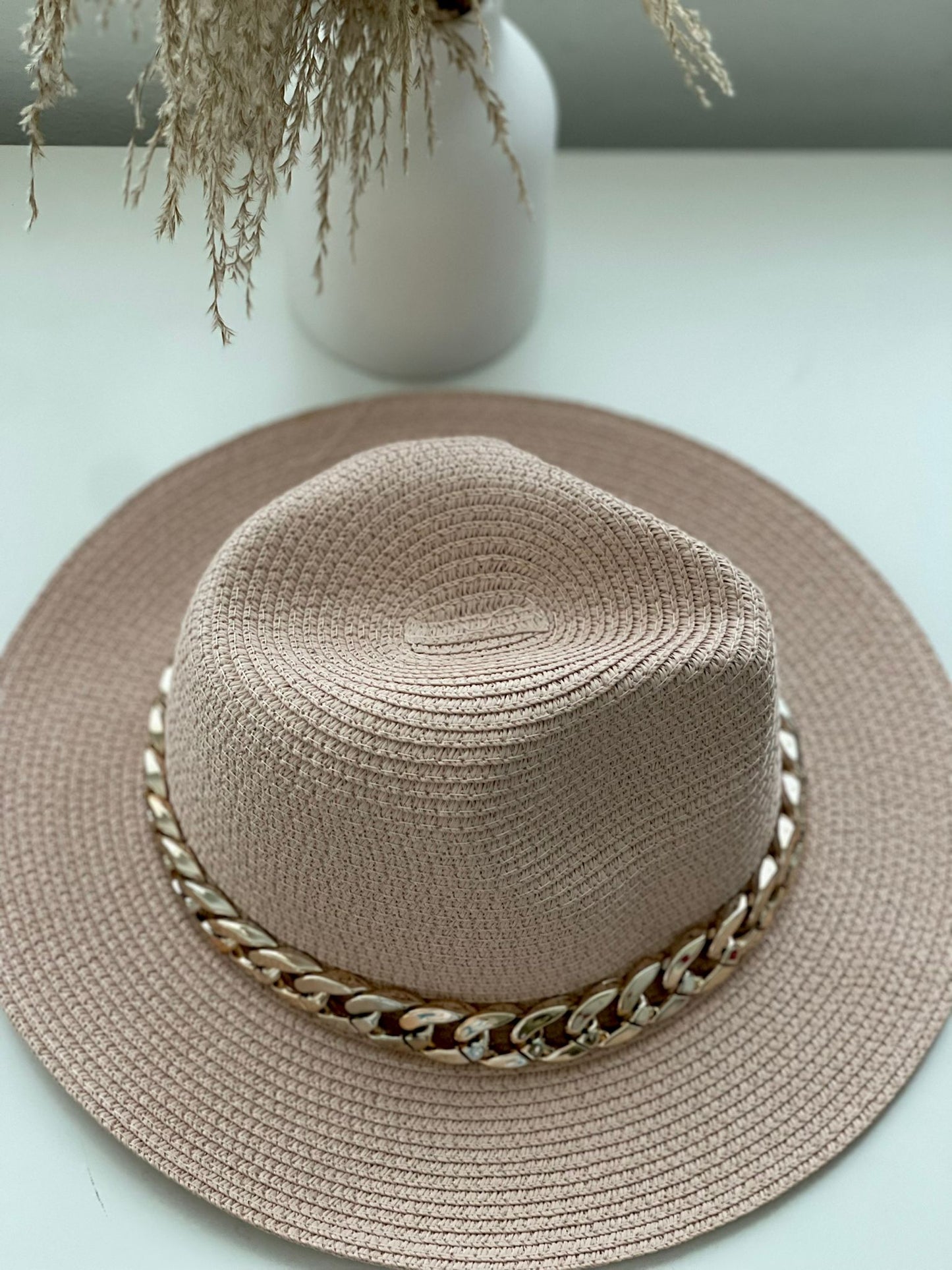 Blush Chain Straw Hat