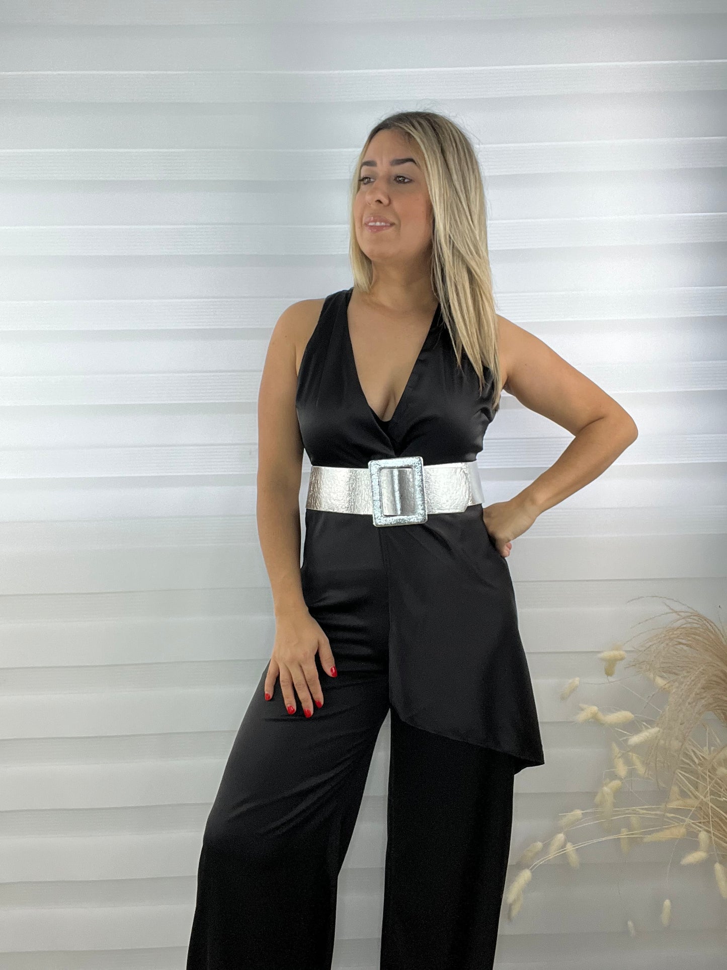 Black Satin Jumpsuit