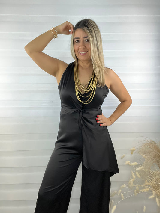 Black Satin Jumpsuit