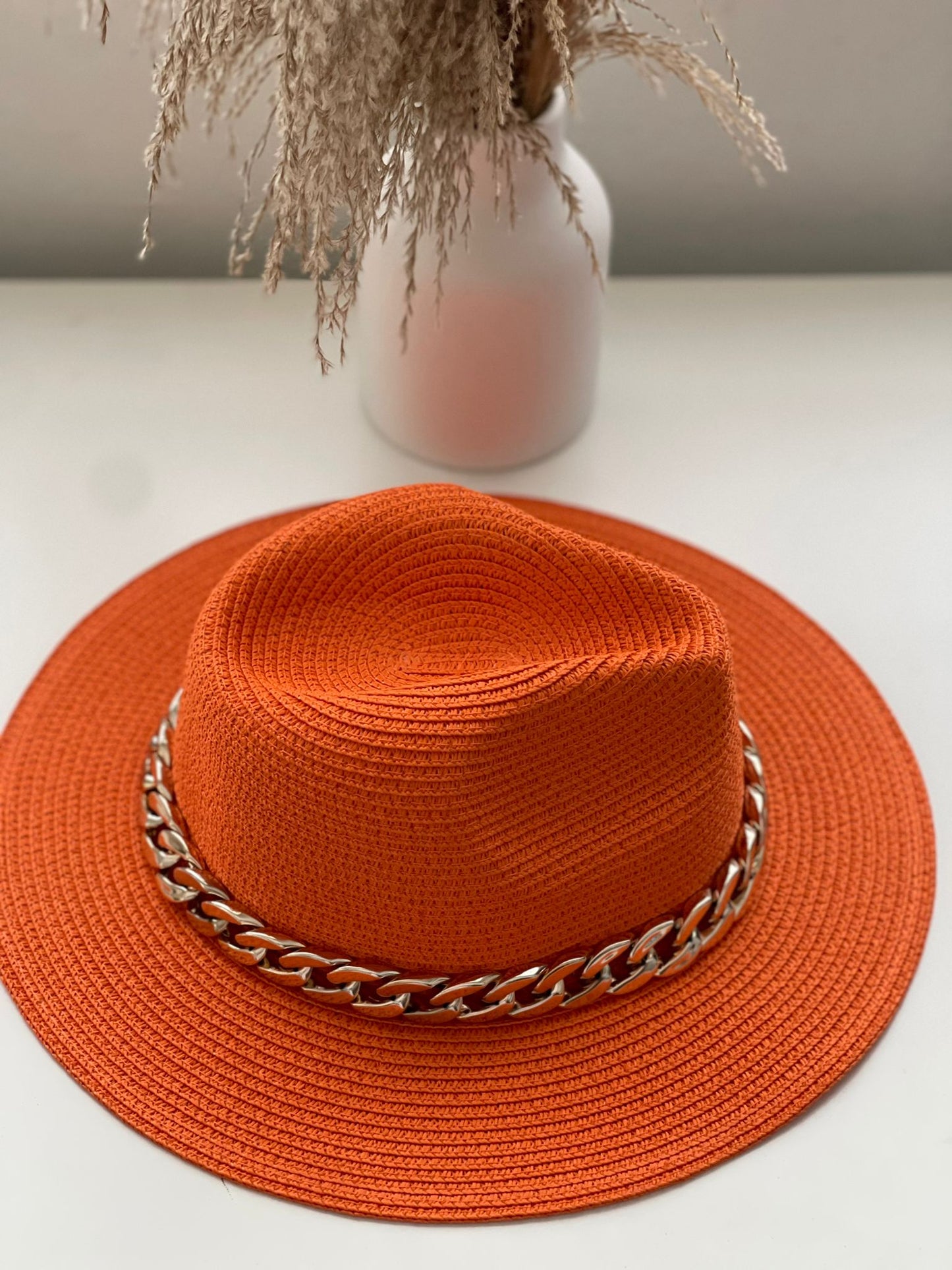 Orange Chain Straw Hat